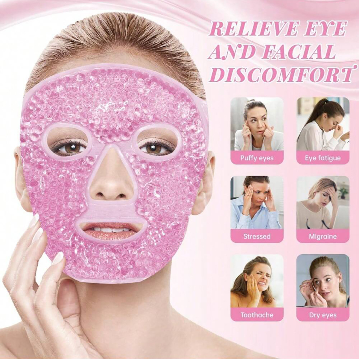 Ice Mask Set Cold and Hot Gel Light-Blocking Eye Patch Mask Eye Mask Gua Sha Board Massage Roller