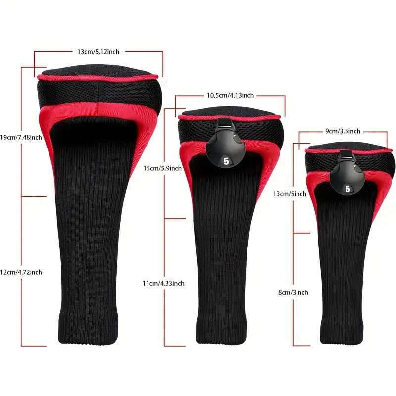 3-piece golf wood head cover, 1-3-5 waterproof polyester head cover, fairway wood protective cover