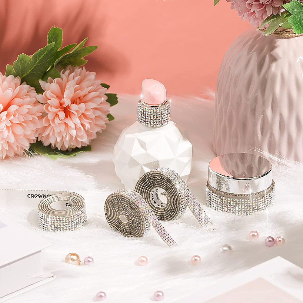 Rhinestone strip self-adhesive phone car hot melt rhinestone DIY decoration rhinestone with adhesive rhinestone drill decoration multiple rows optional