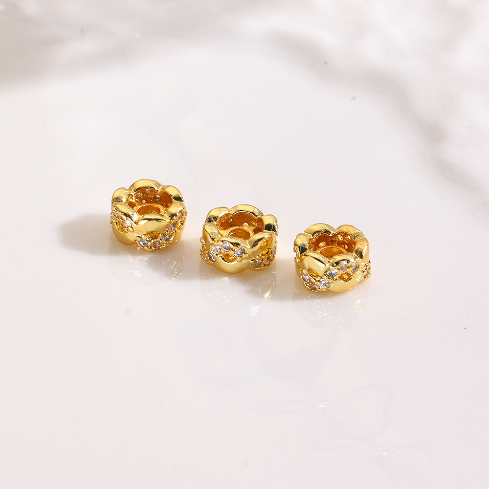 Copper plated 18K spacer beads, bracelet necklace beads, pearl crystal piercing beads loose beads DIY jewelry accessories