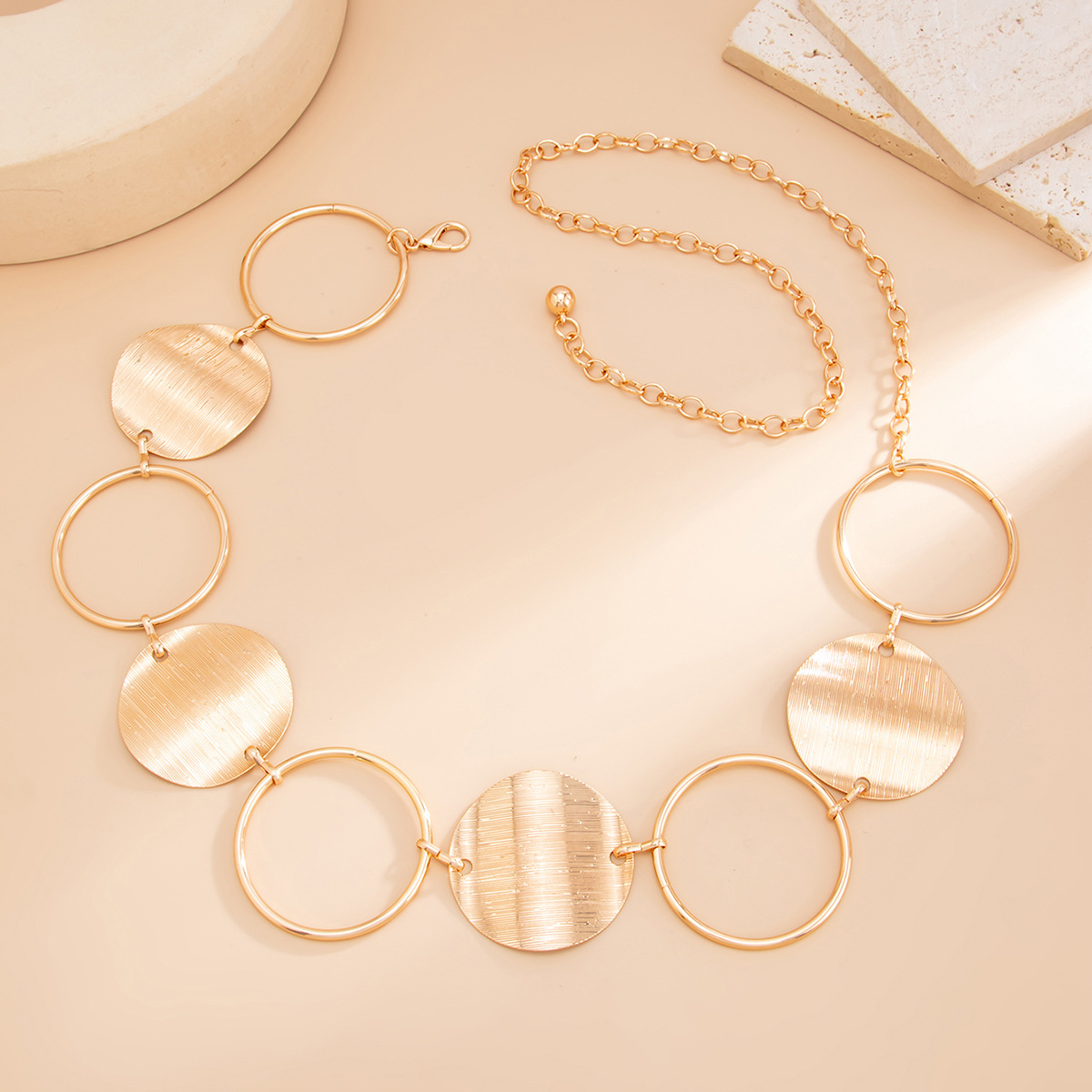 Wind Geometric Metal Waist Chain Women Round Ring Chain Body Chain Accessories Belt