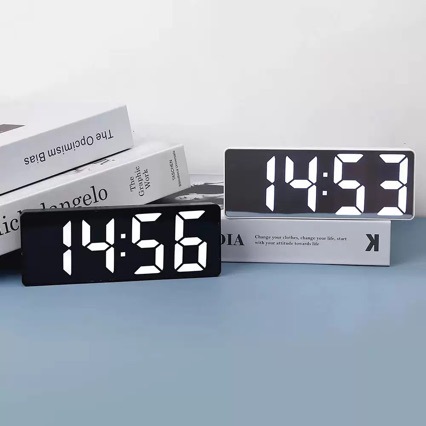 Mirror clock alarm clock desktop silent smart clock time display bedroom digital electronic clock desktop ornament