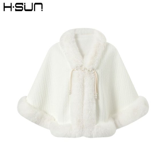 Winter Rabbit Fur Cape Outerwear Warm Women's Cheongsam Chinese Style Cape Outerwear Cardigan