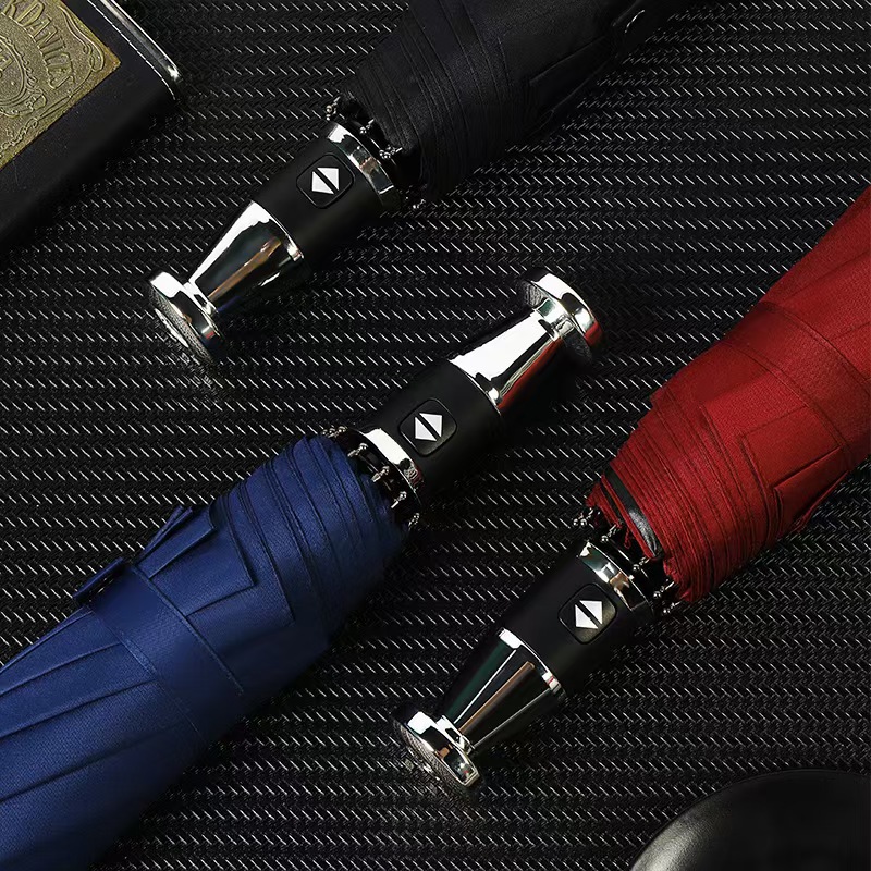 Ten-Rib Window Breaker Fully Automatic Folding Car Umbrella Men Automatic Black Glue Sunscreen Sun and Rain Dual-Use Umbrella Printable Logo