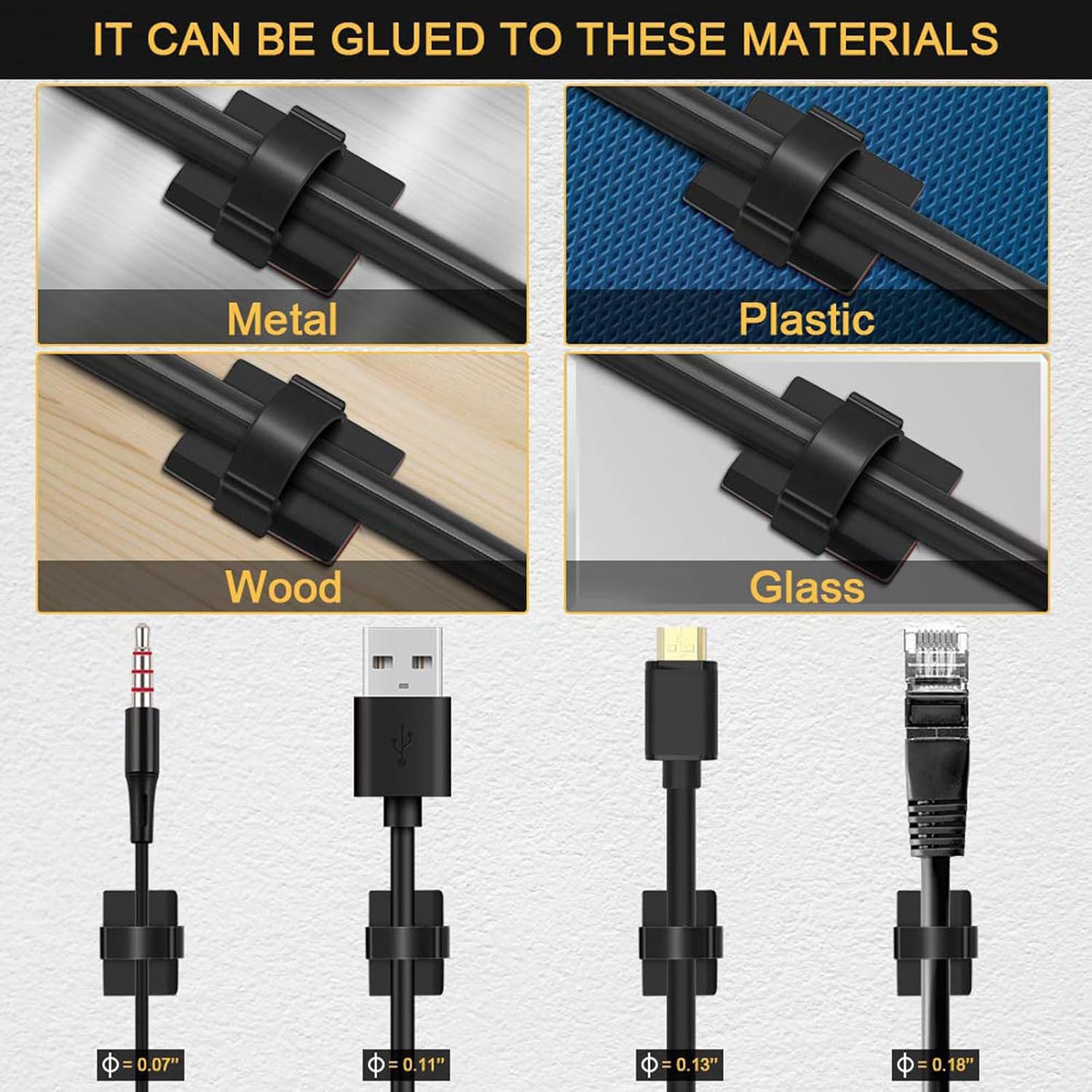 WCC Large and Small Self-Adhesive Press-Type Wire Fixing Seat Plastic Cable Clip Dashcam Wire Fixing