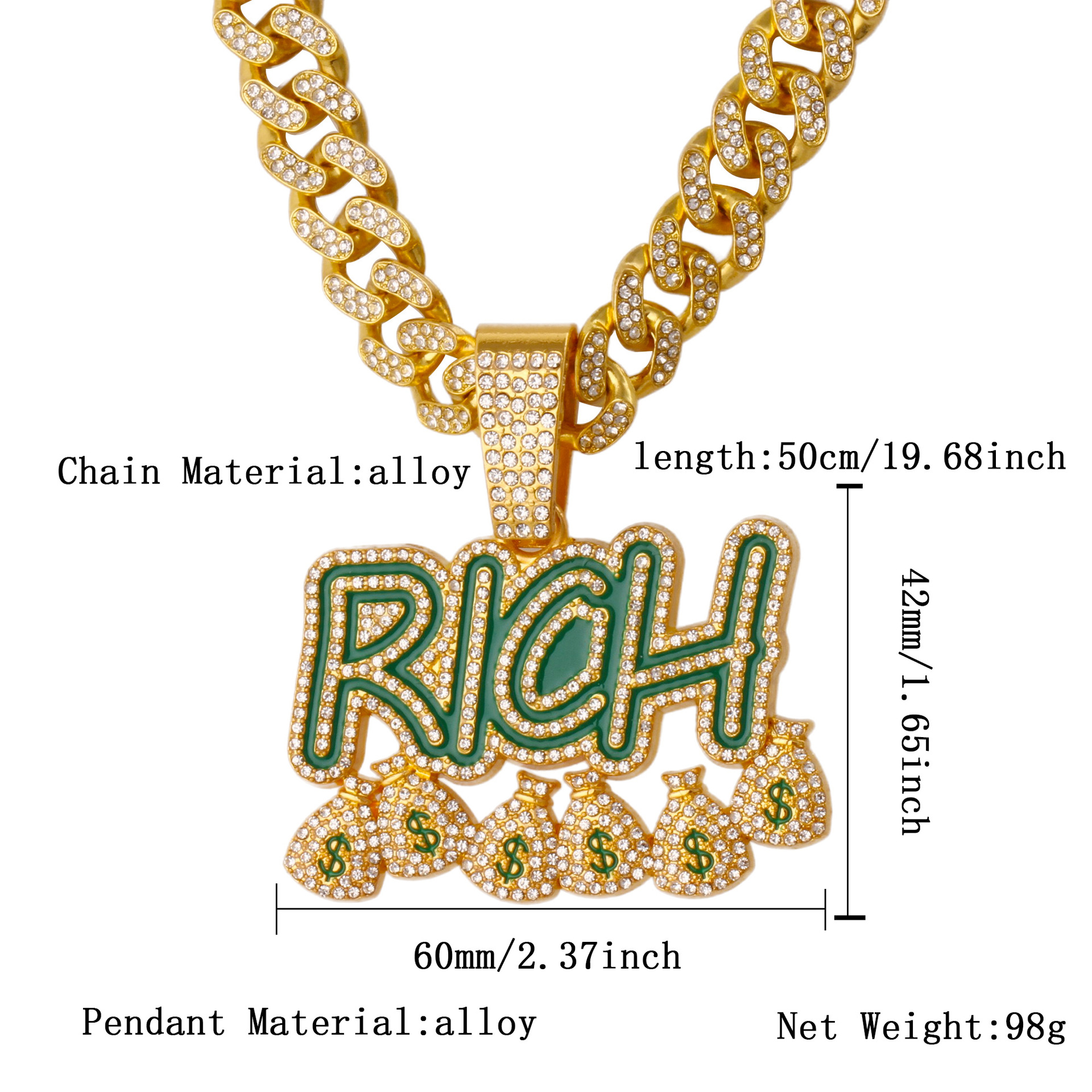 金色RICH吊坠项链