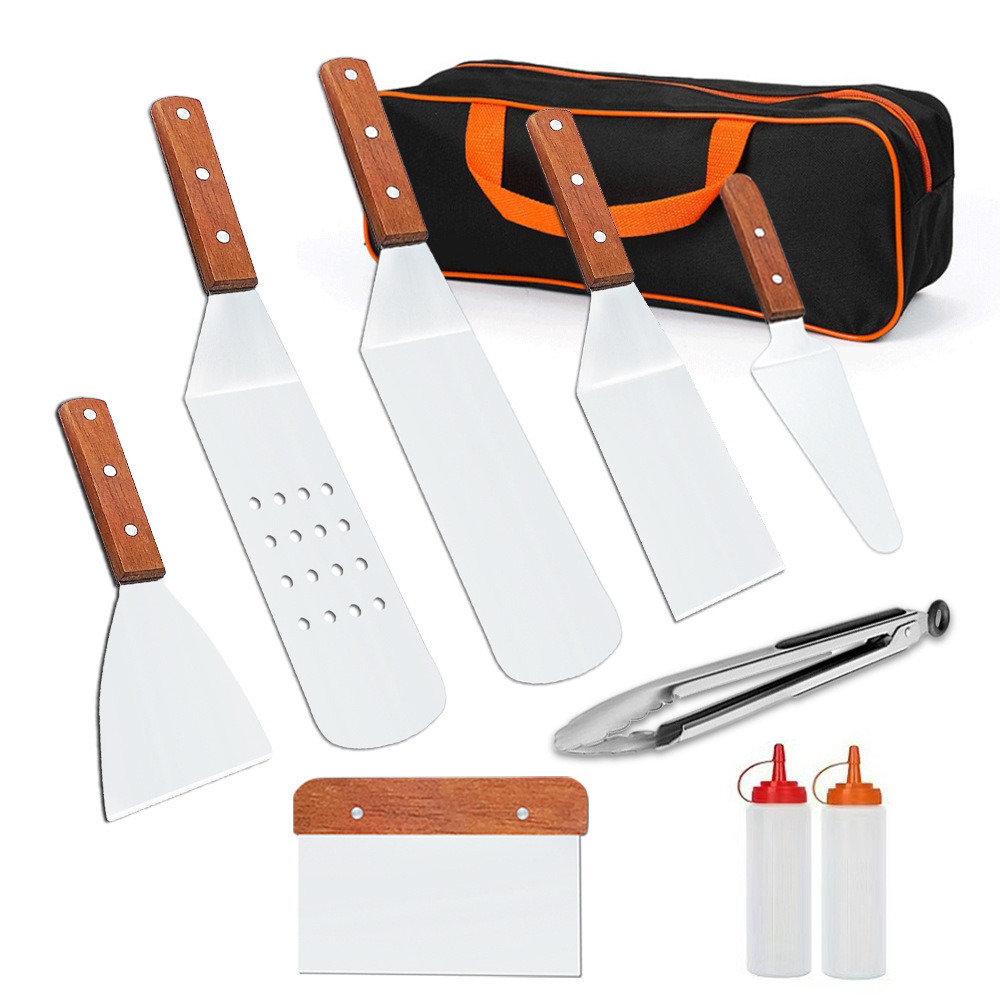 Wooden Handle Teppanyaki Beef Steak Steak Spatula Pizza Pan-Fried Spatula Hand-Grasp Cake Tool Triangle Spatula Pancake Spatula