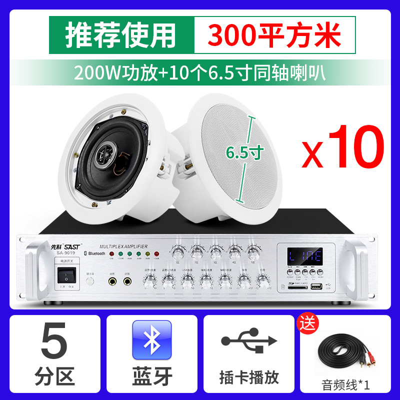 布线款-10个6.5寸同轴+功放套装