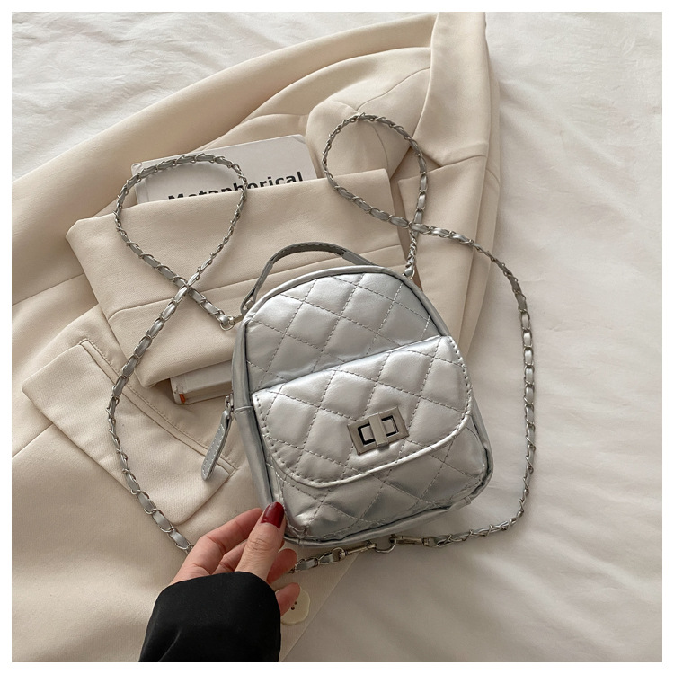 Niche mini backpack women 2026 new diamond grid chain casual multifunctional single shoulder bag