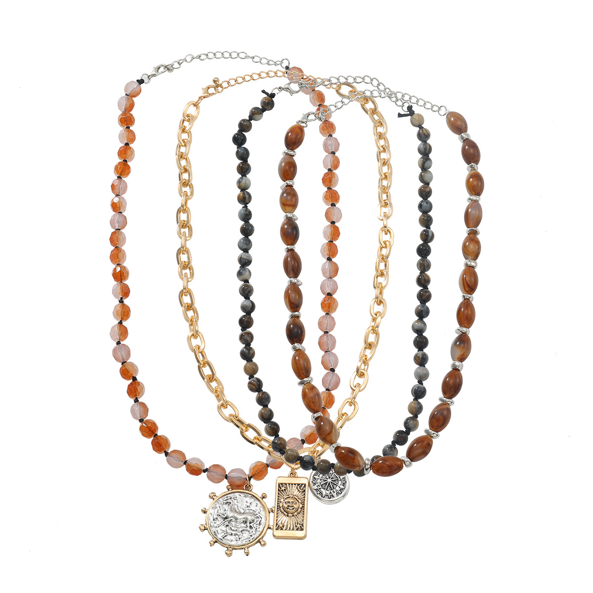 ZA big brand multi-layer alloy bead necklace beach style summer collarbone chain bohemian style