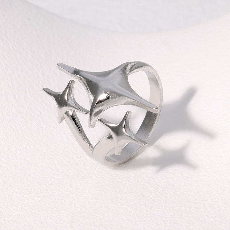 Sense star stainless steel ring simple gold-plated index finger ring