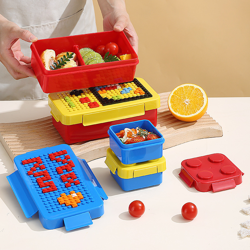 DIY pixel building block bento box, lunch box, picnic box, children's salad box, fruit box