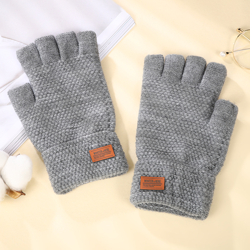 New Product Warm Half-Finger Gloves Writing Flexible Convenient Warm Thickened Anti-Cold Imitation Cashmere Unisex Gloves