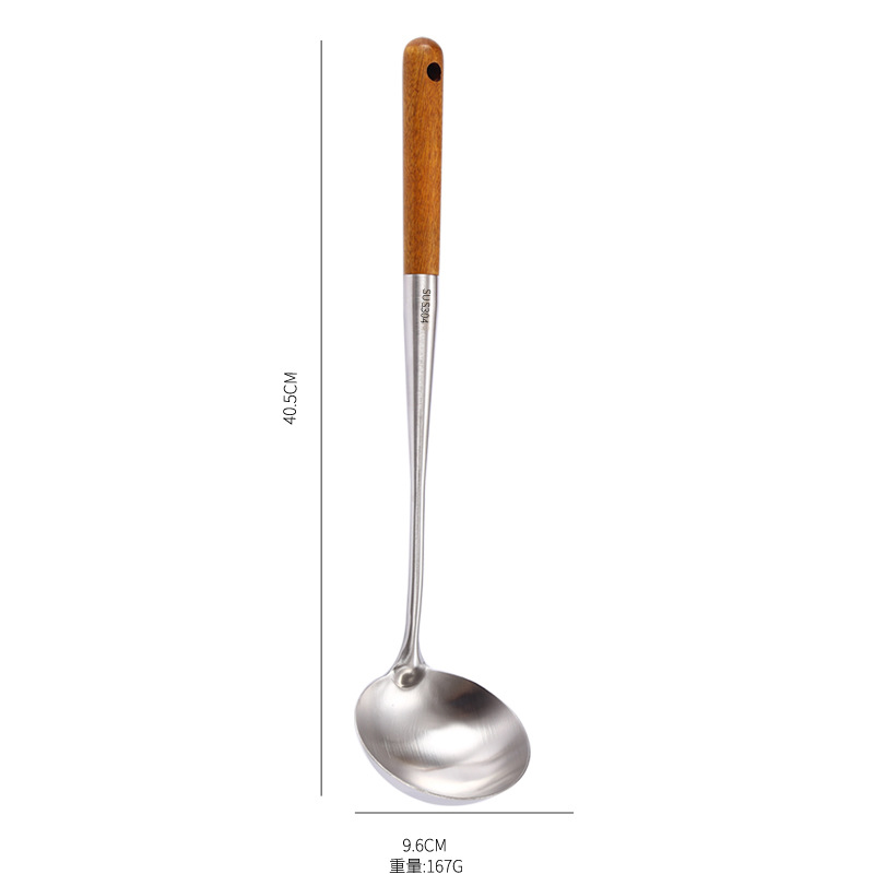 Extended 304 stainless steel spatula wok spatula kitchen supplies household high temperature resistant wok spoon kitchenware set large size