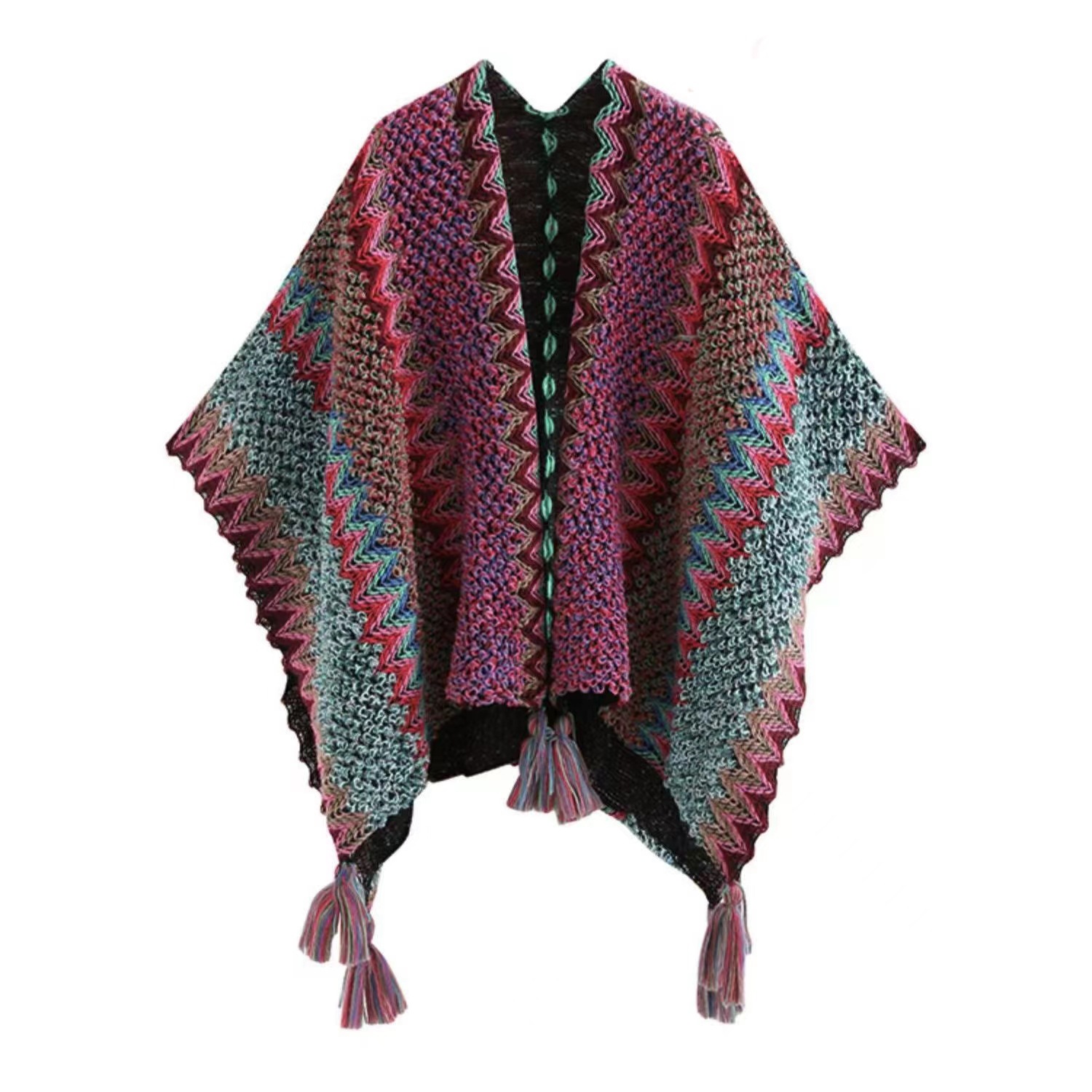 Deer velvet shawl ethnic style travel cape shawl women new Yunnan Lijiang knitted cape warm