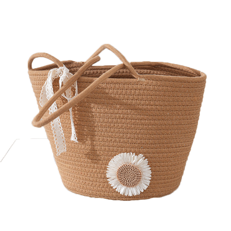 Cotton Rope Shoulder Bag Women's Large Capacity 2026 New Summer Single Shoulder Beach Bag Tote Bag