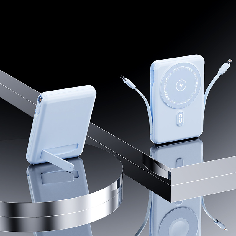 Hidden Stand Cable Fast Charging Magnetic Wireless Charging 1/20000mAh Power Bank Portable Mobile Power Supply