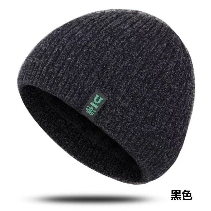 Men's Autumn Winter Warm Fleece Lined Yarn Hat Men Women Outdoor Cycling Ear Protection Cold Proof Pullover Hat Ice