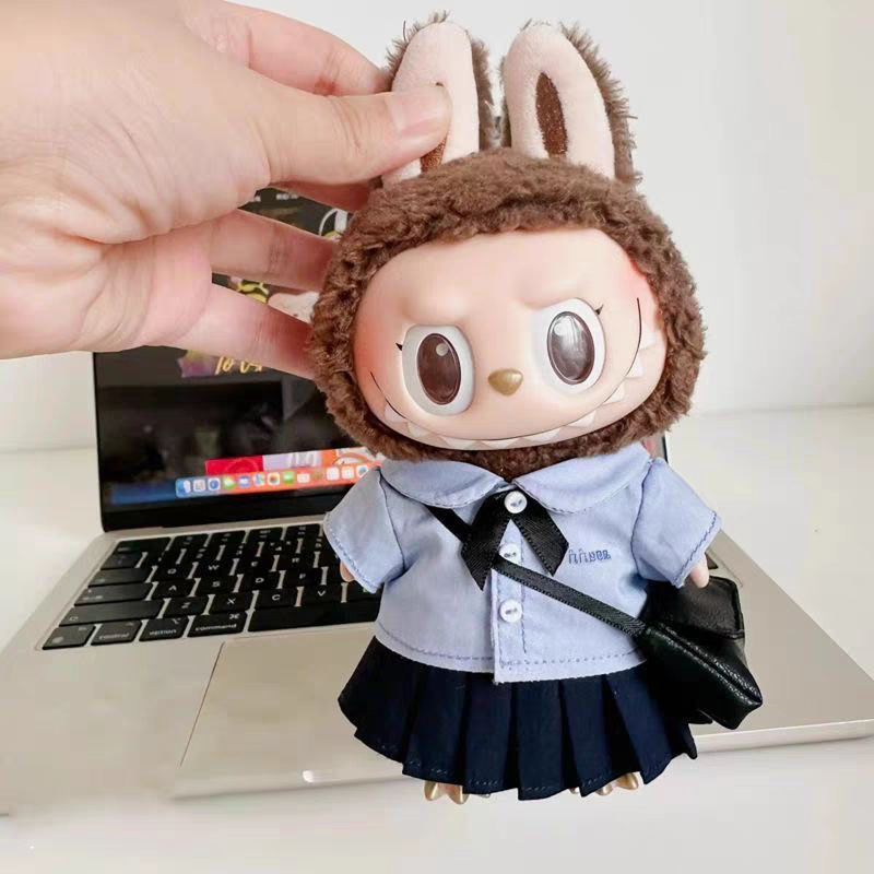 [Thai school uniform] Iabubu doll clothes Macaron 1st 2nd 3rd generation handmade cotton doll handmade shirt pleated skirt