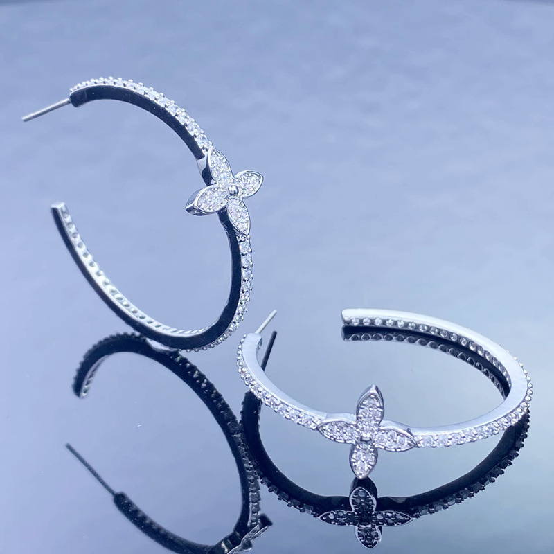 Flower large earring 2022 new exquisite earring hoop silver needle ear accessories