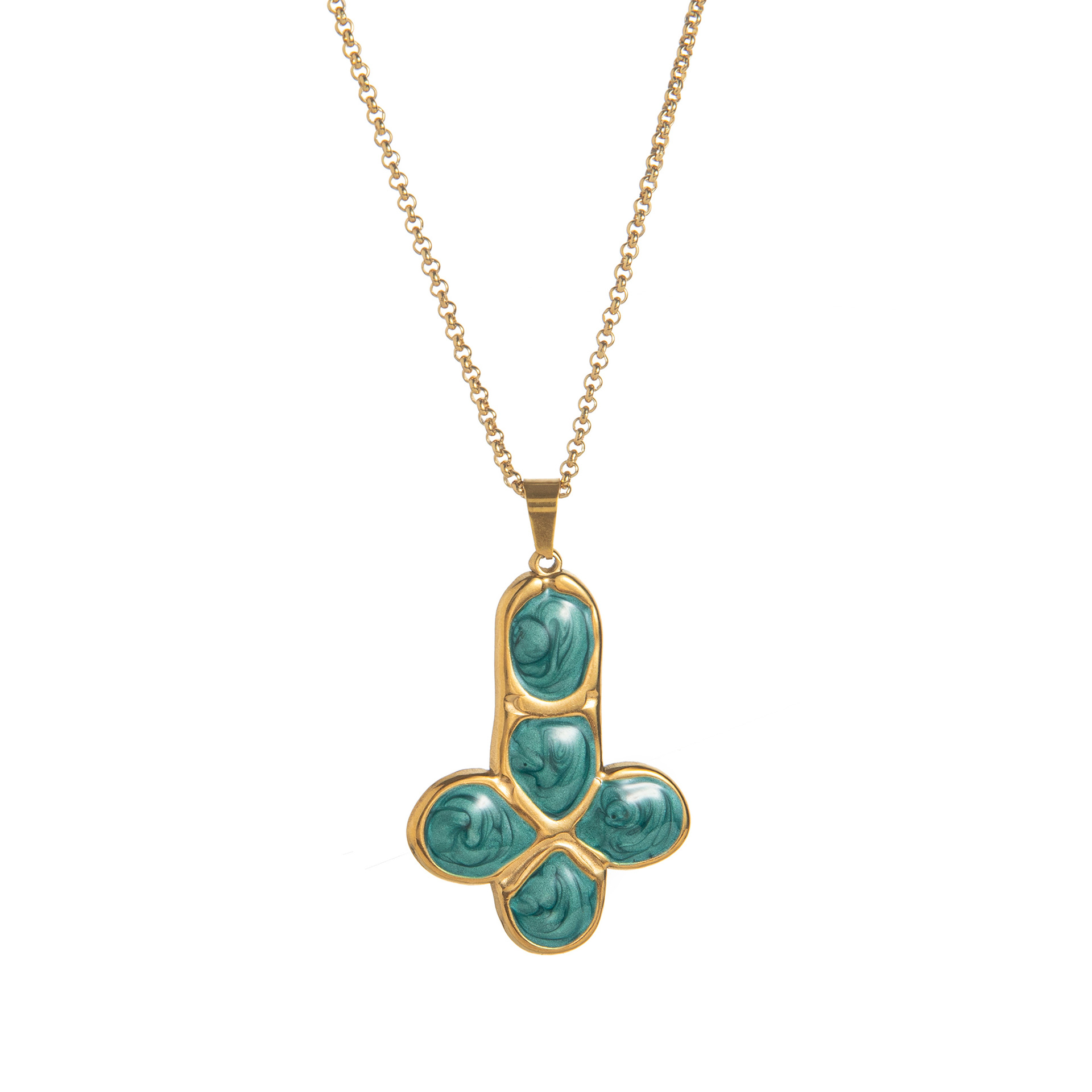 Titanium steel pebble effect oil-plated cross pendant necklace colorful accessory