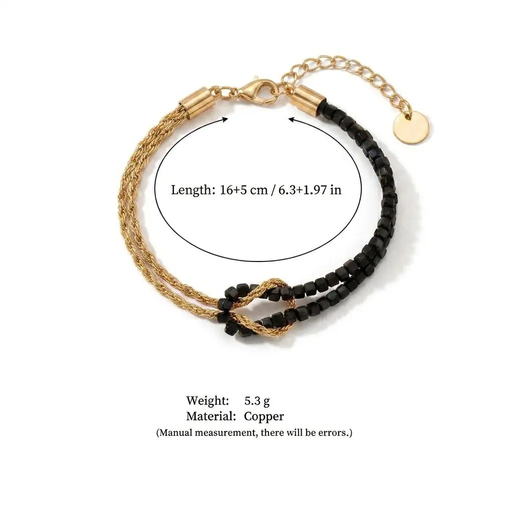 Multi-color natural stone woven bracelet knot design bohemian layered hand accessory