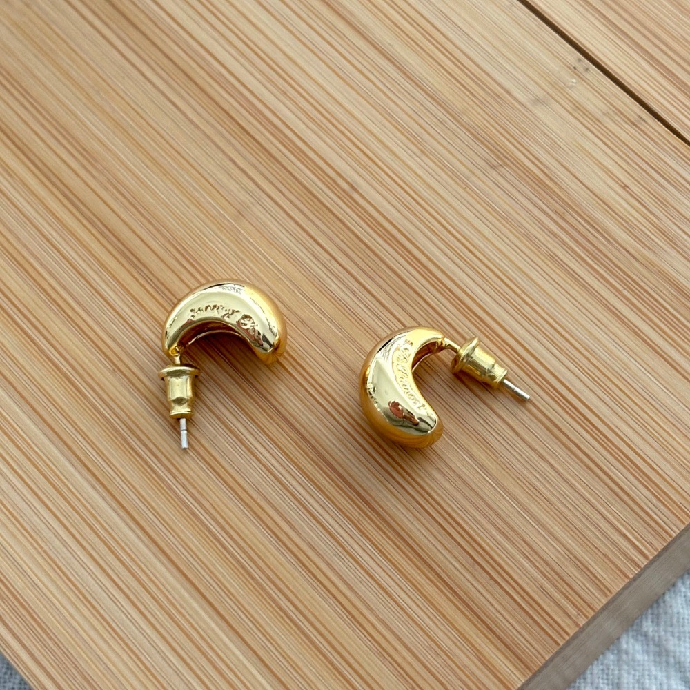 Fever moon earrings for women, 925 silver needle copper plated 18k gold, simple commuter earrings