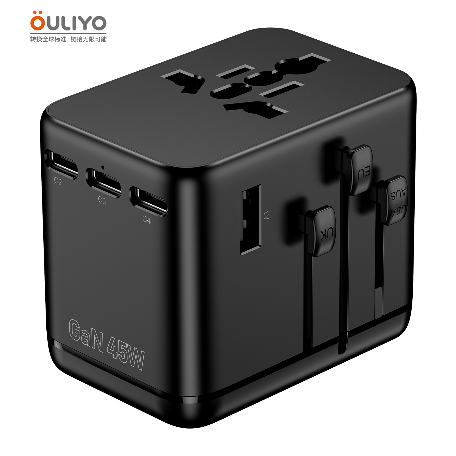 Global Universal Pocket GaN45W Travel Plug Converter Socket Multi-function PD Socket Fast Charging Adapter Plug