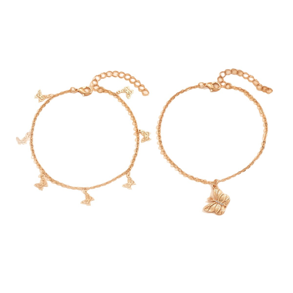 Accessories Butterfly Pendant Anklet Cross Chain Anklet Set