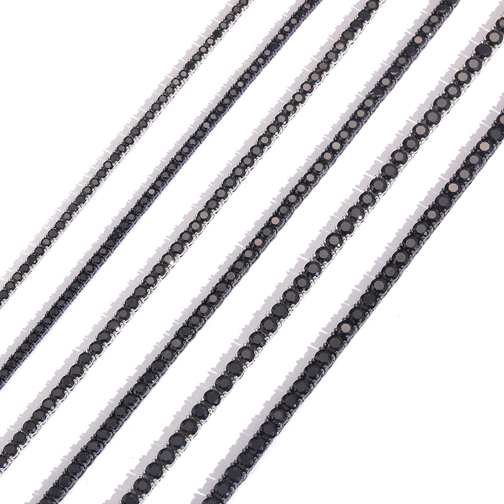 3mm 4mm 5mm black tennis chain Tennis Chain copper set zircon hip-hop single row chain