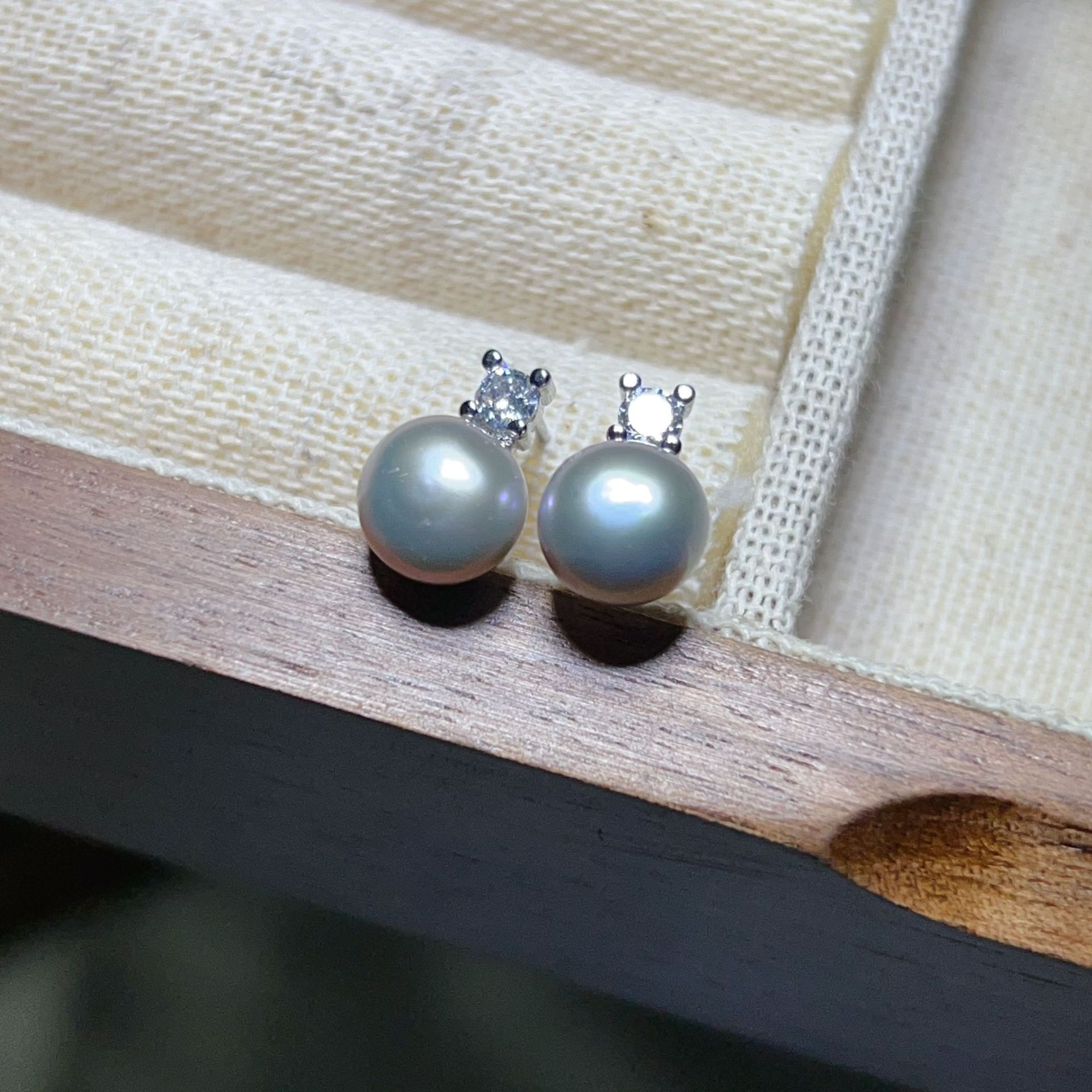 Princess 925 Silver Needle Earrings Natural Freshwater Pearl 7-8mm Surface Basically Flawless Earrings Small Batch Sample
