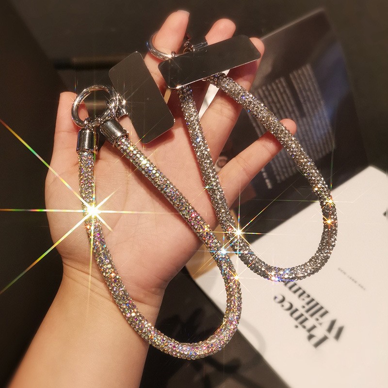 Full rhinestone phone lanyard women with rhinestone phone chain short long hand neck lanyard universal shoulder back pendant shiny rhinestone