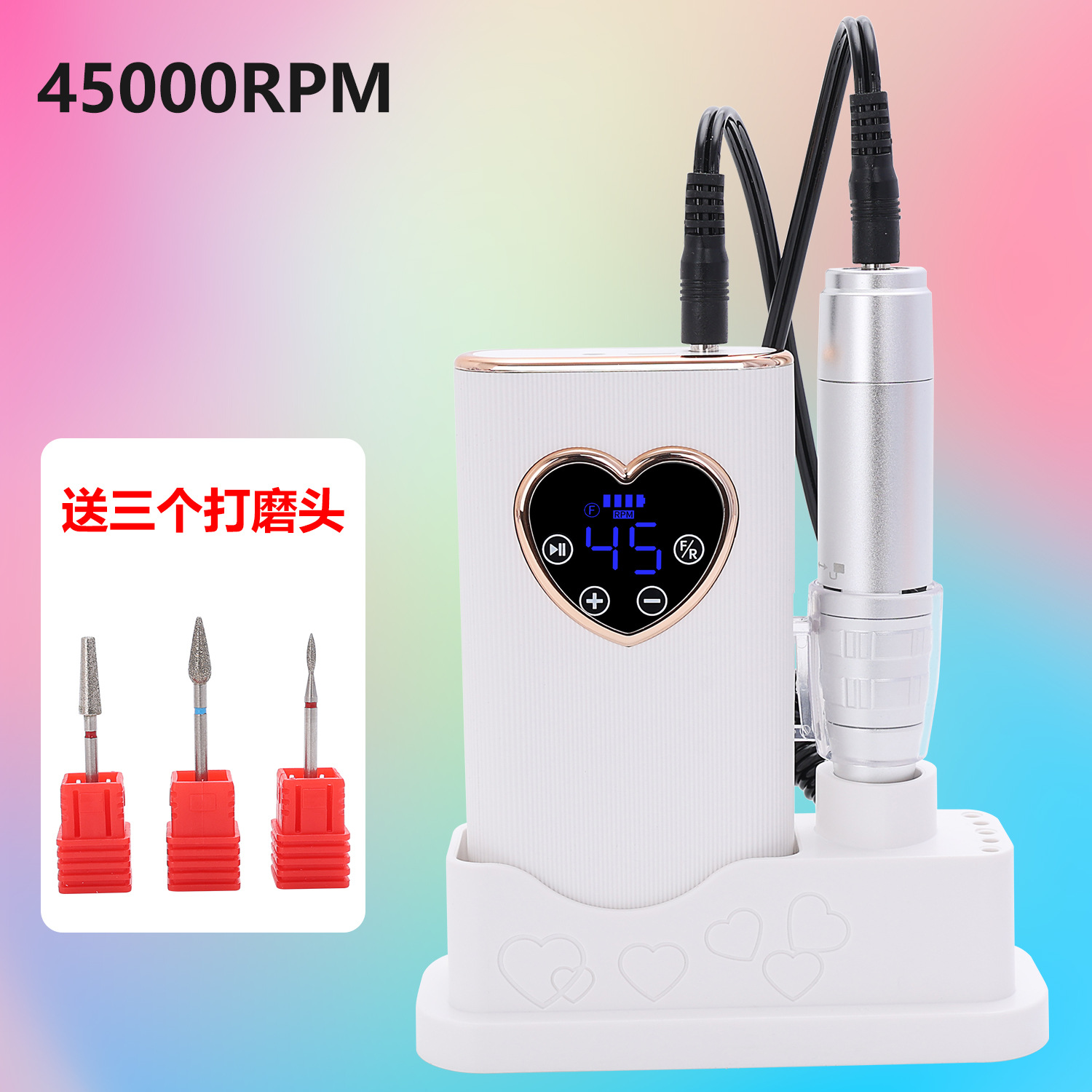 Portable Nail Drill 45000 RPM Adjustable Professional Dead Skin Remover Polisher for Nail Salon