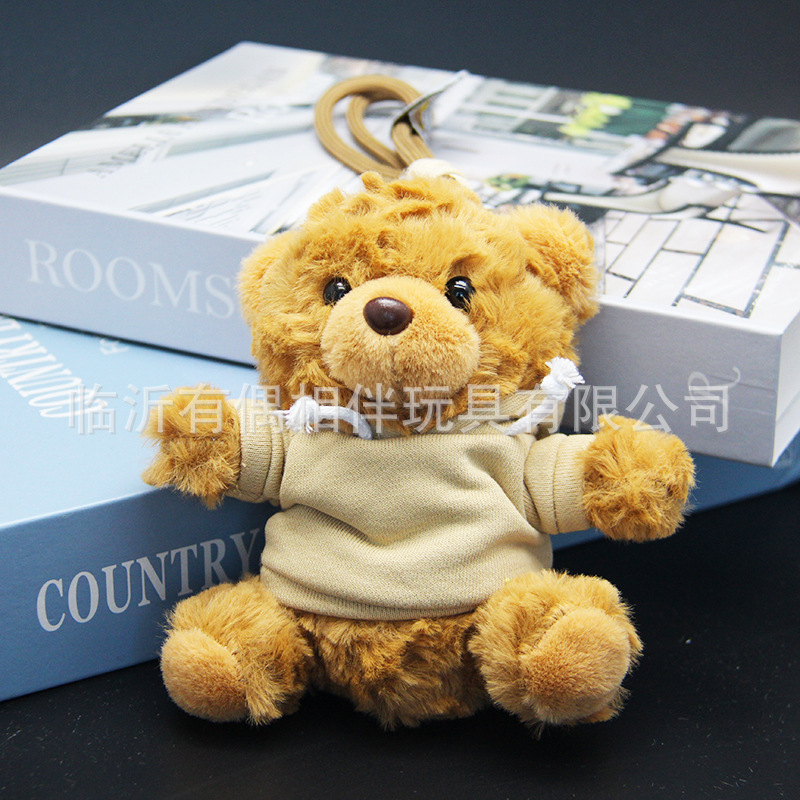Teddy bear pendant hoodie bear keychain plush toy backpack charm souvenir print name custom LOGO