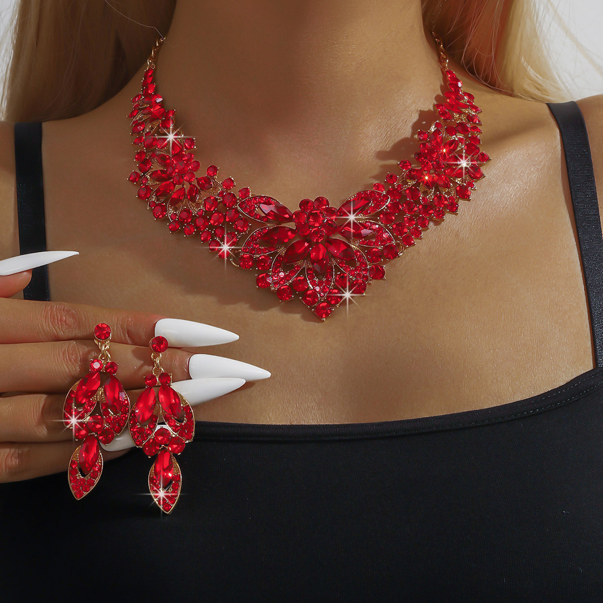 Luxury Jewelry Set Alloy Banquet Accessories Flower Bride Wedding Jewelry for Women
