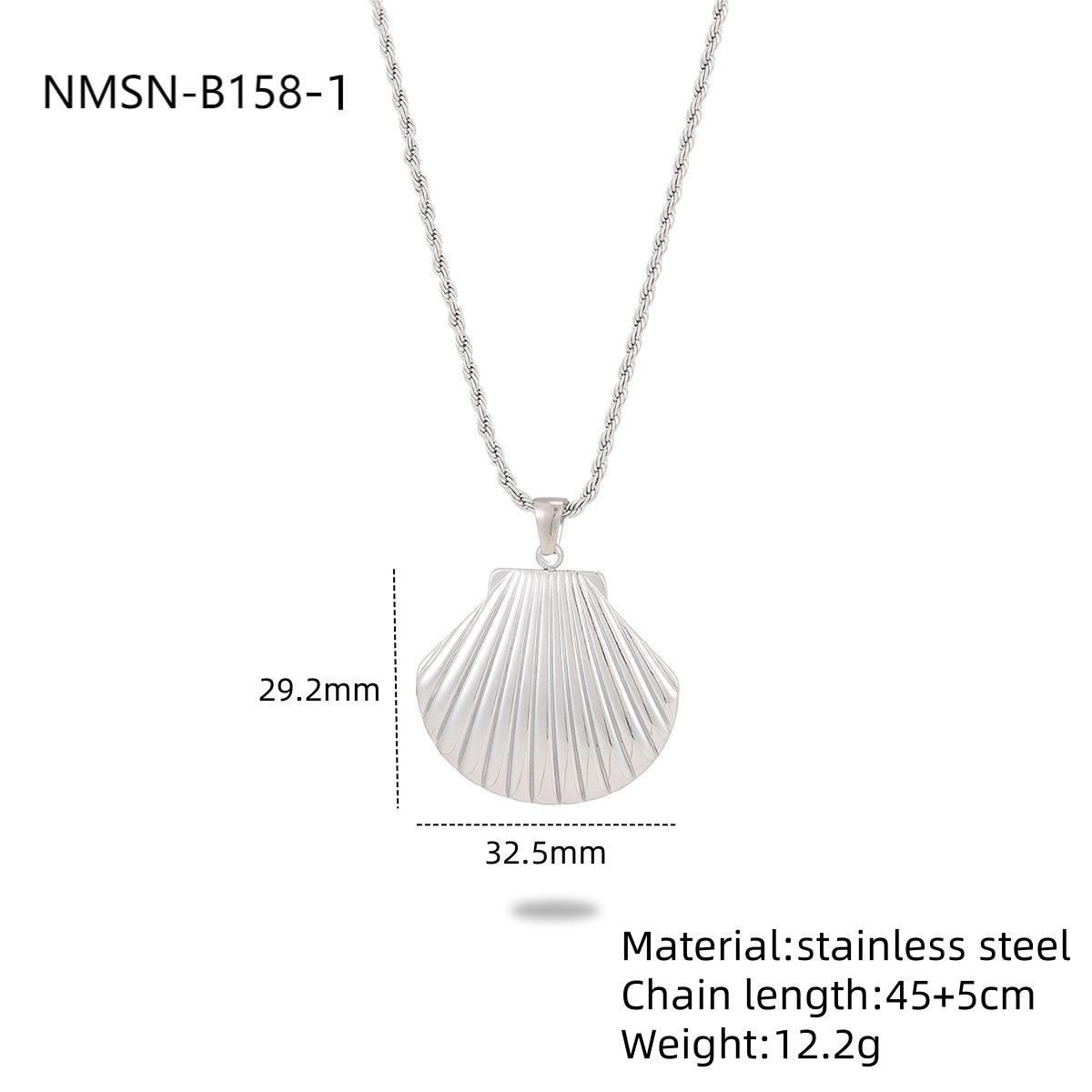 New Ocean Shell Pearl Titanium Steel Necklace Set for Women Stainless Steel Pendant