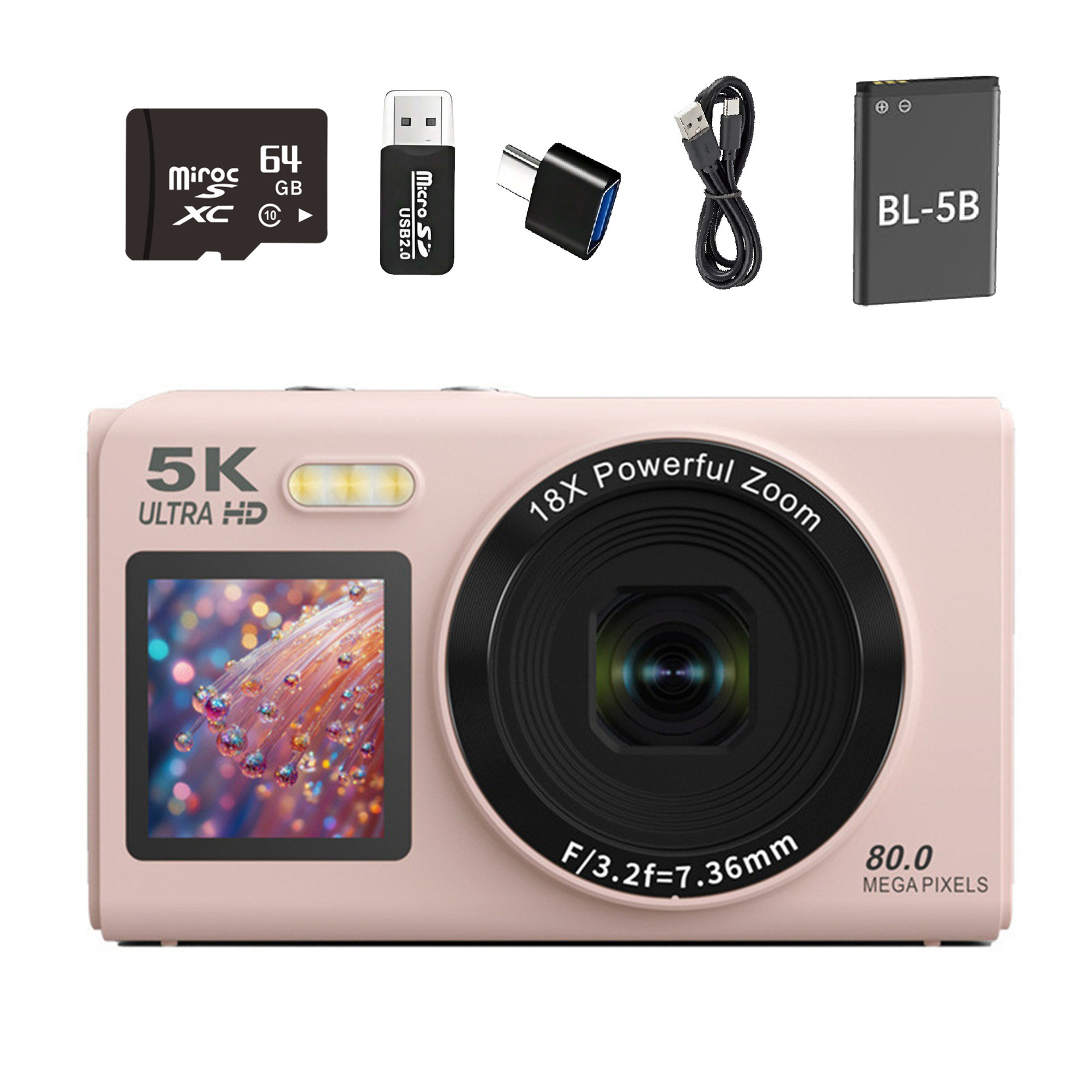 5K HD digital camera dual screen WiFi card camera recording portable campus vlog travel camera