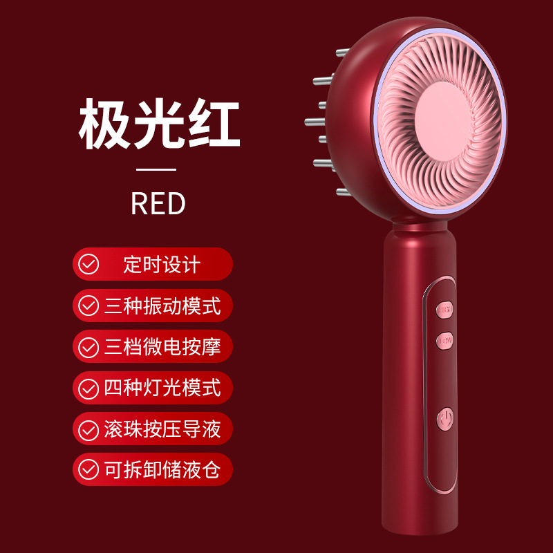 Electric Head Massager Scalp Meridian Massager Red Light Hair Growth Device Head Liquid Applicator Anti Hair Loss Comb