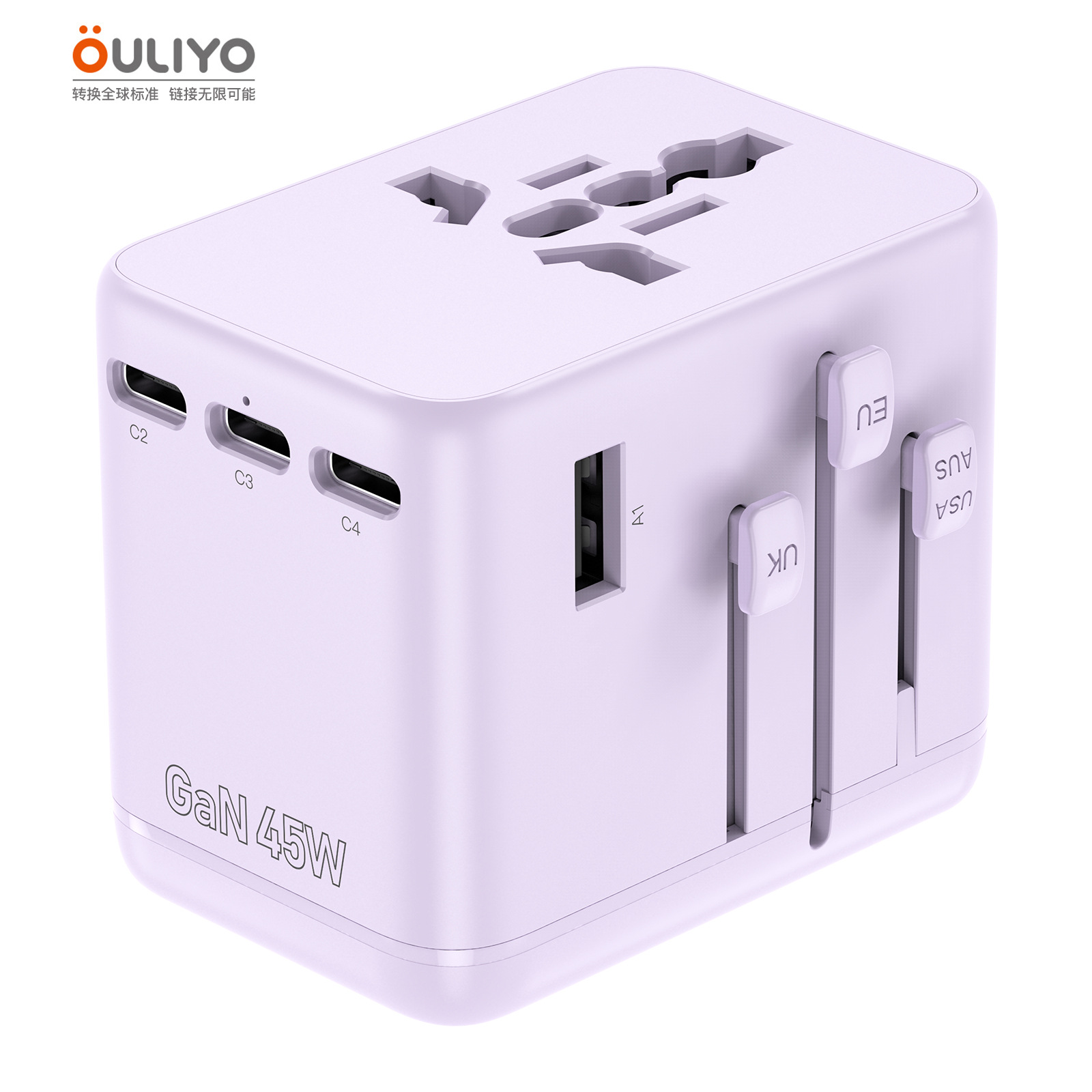 Global Universal Pocket GaN45W Travel Plug Converter Socket Multi-function PD Socket Fast Charging Adapter Plug