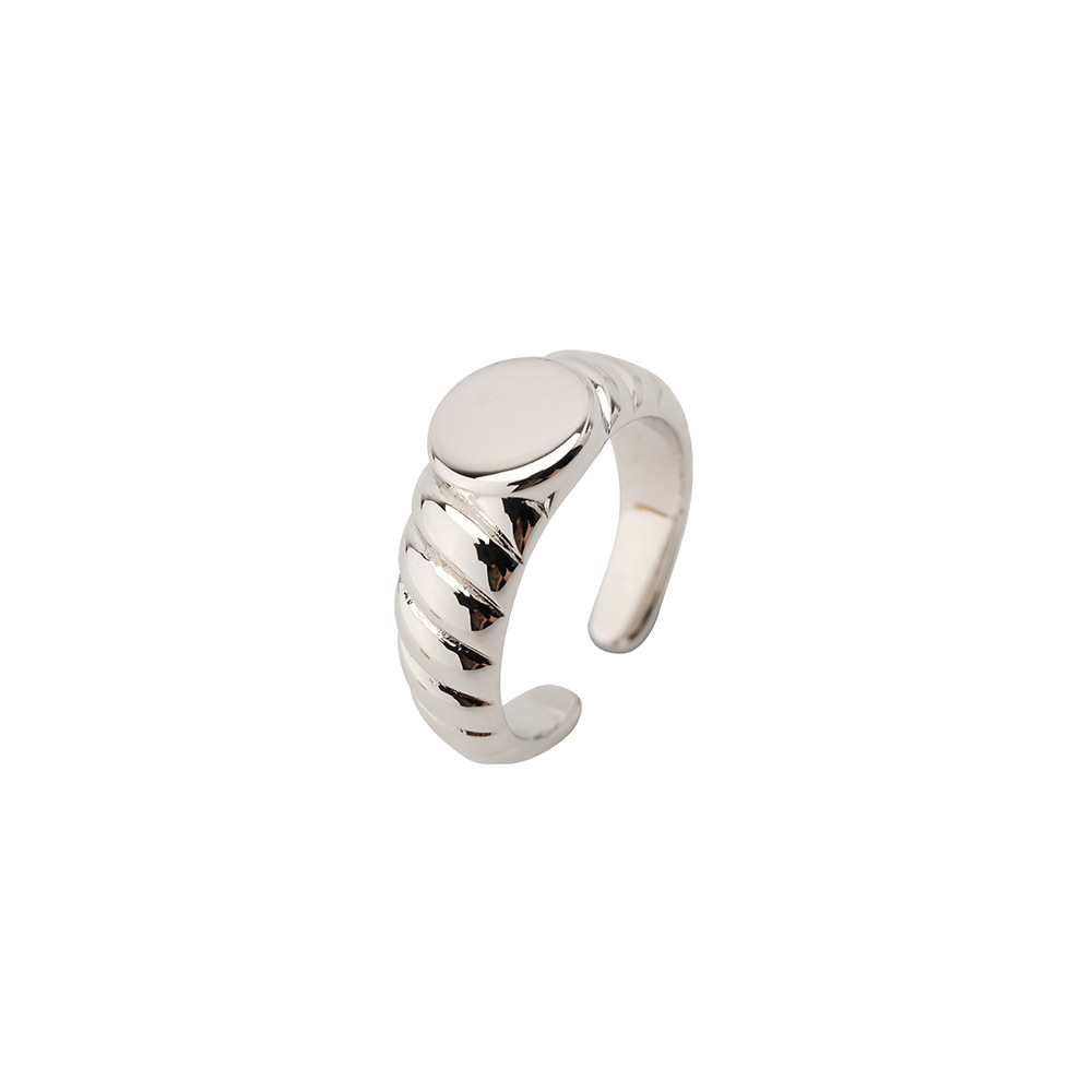 Minimalist Chic Style Simple Gold and Silver Two-Tone Thread Geometric Gold Plated Open Ring