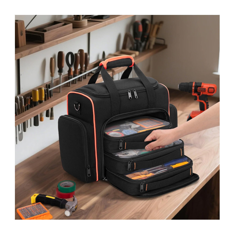 New Crossbody Oxford Cloth Multi-layer Electrician Tool Bag Hardware Storage Bag Single Shoulder Handheld Tool Bag