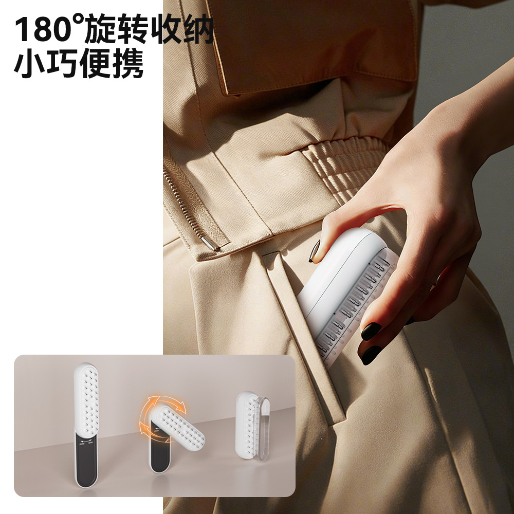 Electric Red Light EMS Microcurrent Pocket Folding Massage Comb Scalp Applicator LCD Screen Import Conduction Comb