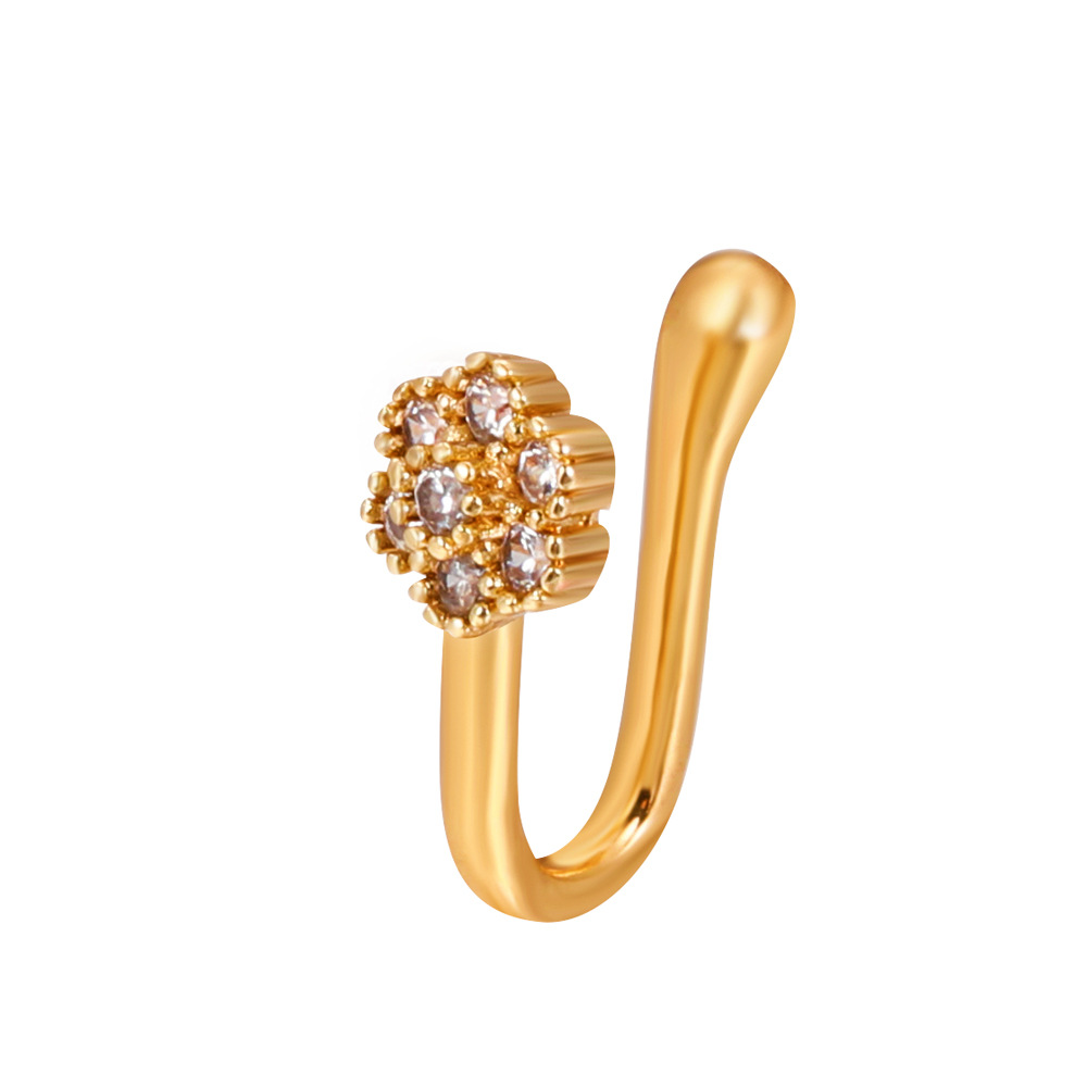 Non-Piercing Nose Clip Copper Set Zircon U-Shaped Star Love Crown Nose Ring No Piercing Nose Ornament Piercing Decor