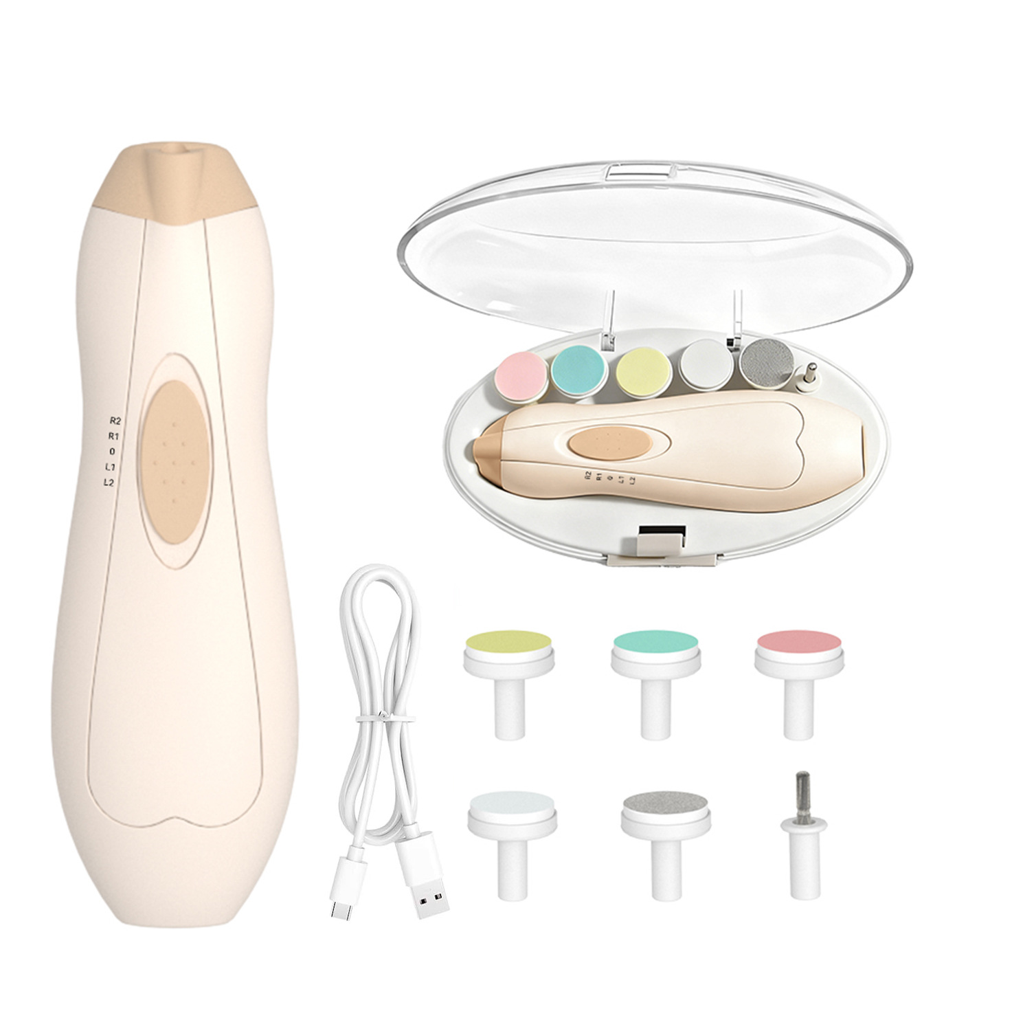 Quiet Replaceable Grinding Head Nail Clipper with Light Nail Care Tool Set Electric Nail File for Baby Non-Pinching