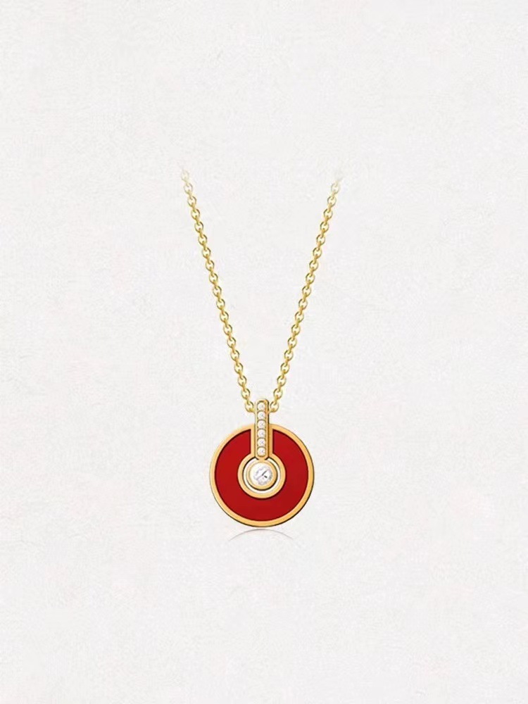 New Lucky Sign Necklace Enamel Ear Studs Niche Collarbone Chain 2024 New