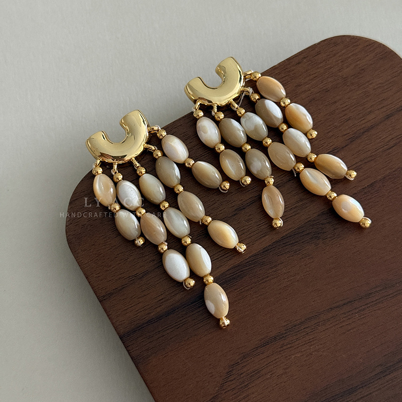 Pearl Bead Tassel Earrings Drop Earrings Small Elegant Bohemian Earrings for Women