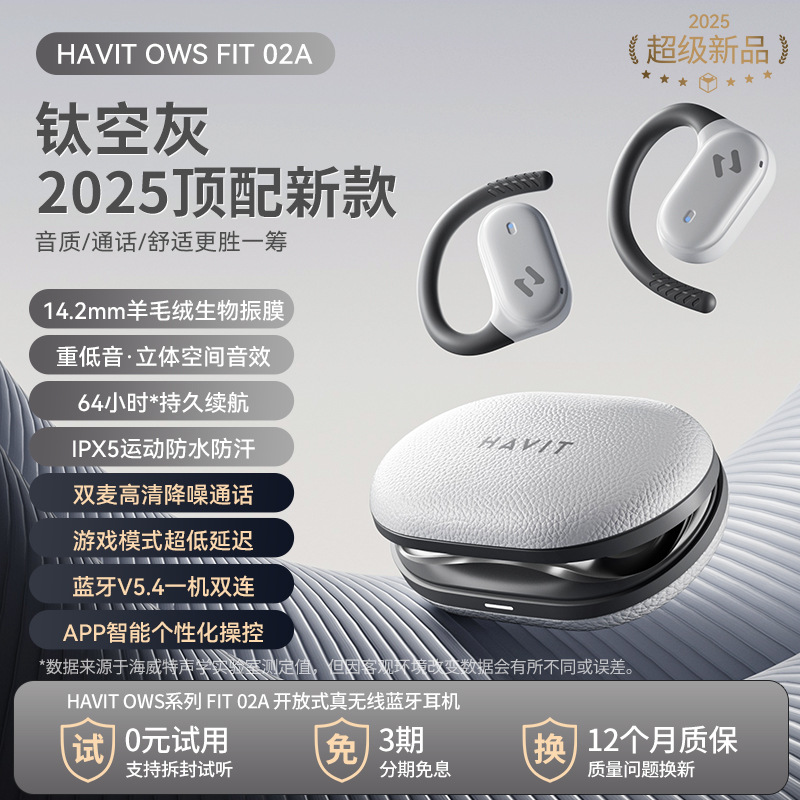 2025 New Wireless Bluetooth Earphones Non-in-ear Air Conduction Earhook Earphones Noise Cancellation Sports Running