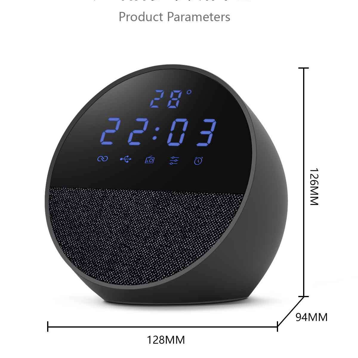Mini desktop audio screen display smart clock alarm clock portable with temperature radio wireless Bluetooth speaker
