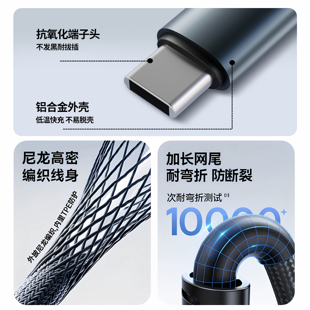 100W Fast Charging Data Cable Three-in-One Charging Cable One-to-Three Suitable for iPhone Huawei Android Data