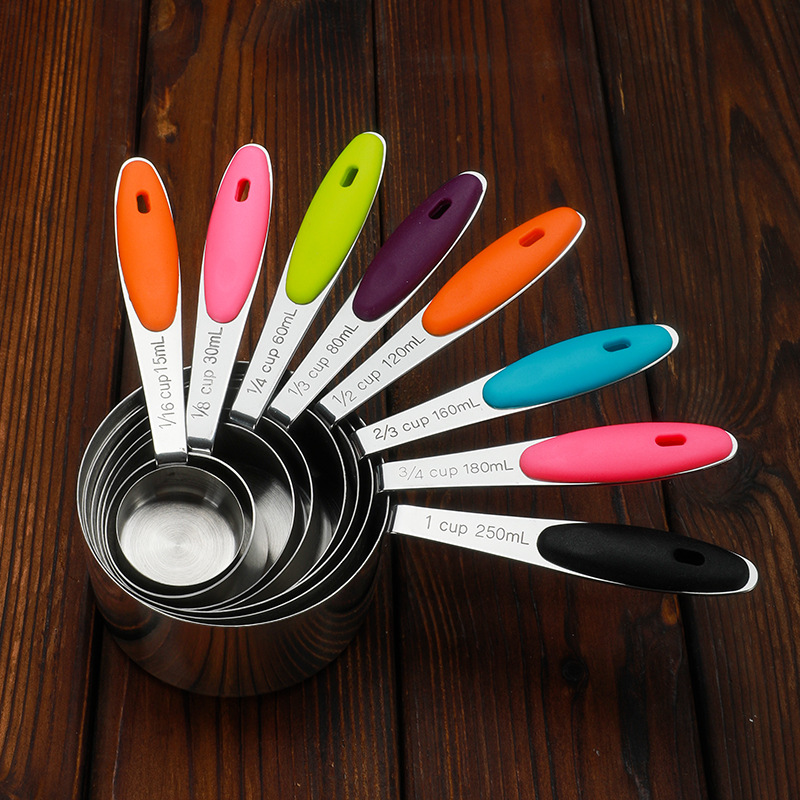 Silicone Handle Stainless Steel 10-piece Measuring Cup and Spoon Set Scale Measuring Cup Baking Measuring Spoon Gram Spoon